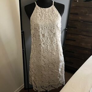 a new day Cream Lace Midi Dress